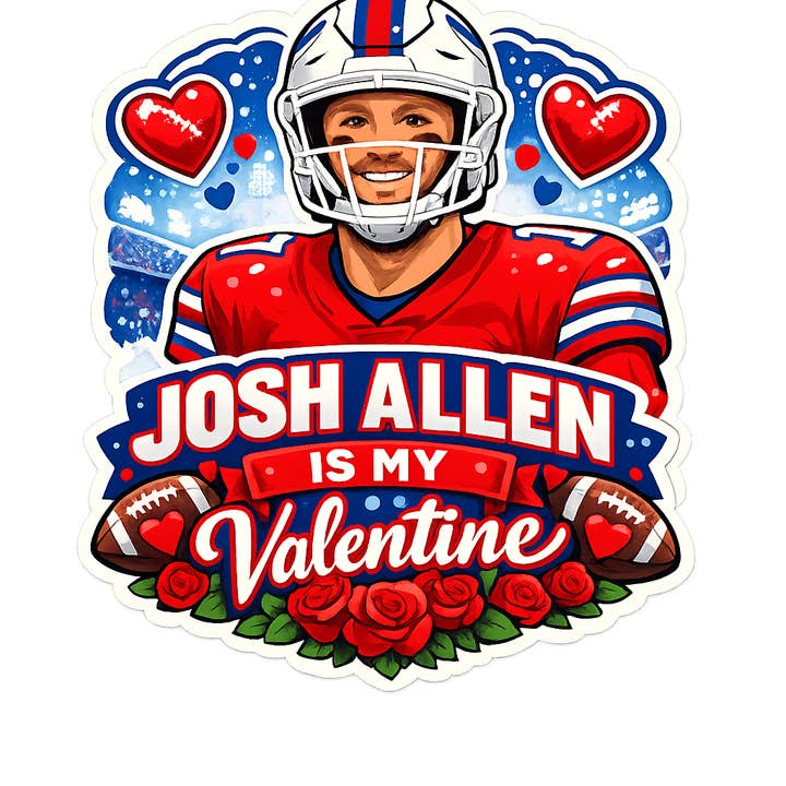 Autocollant "Josh Allen est mon Valentin" 3" pour la vente par Christmas All Over