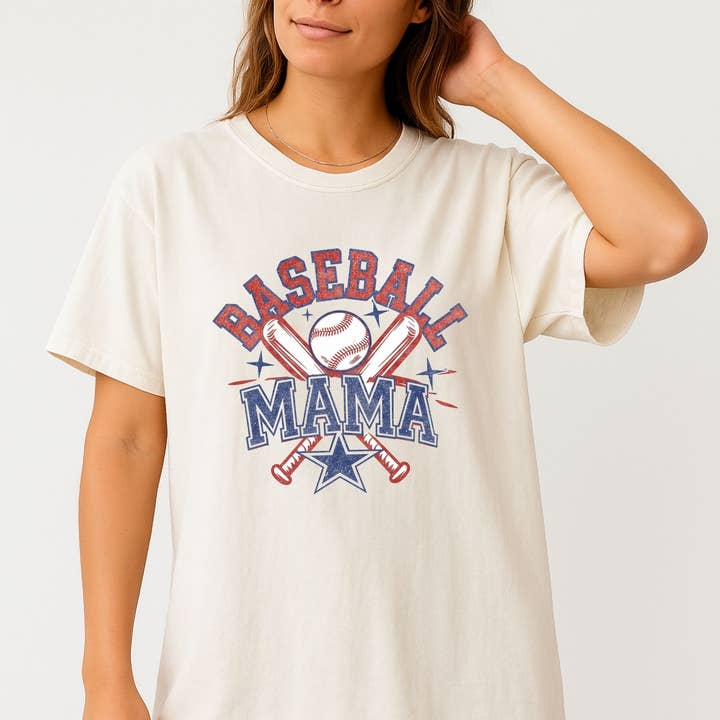 Baseball Mama Retro Game Day Baseball Mom Tee for wholesale by PressPilotCo