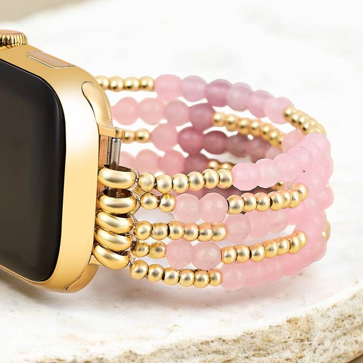 Rose Quartz Radiance Stretch Apple Watch Strap for wholesale by Cape Diablo