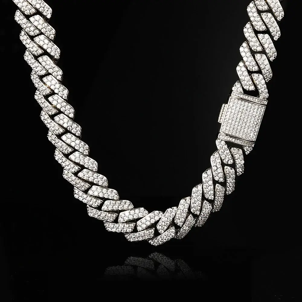 GB Jewelry – wholesale Link & chain necklace – Premium 15mm 18k Gold Diamond Prong Cuban Link Chain6