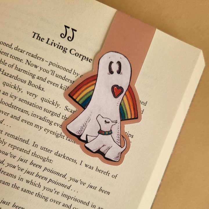 Magnetic Bookmark--Pride Rainbow Swoopy Ghost for wholesale by LostInWonderArt