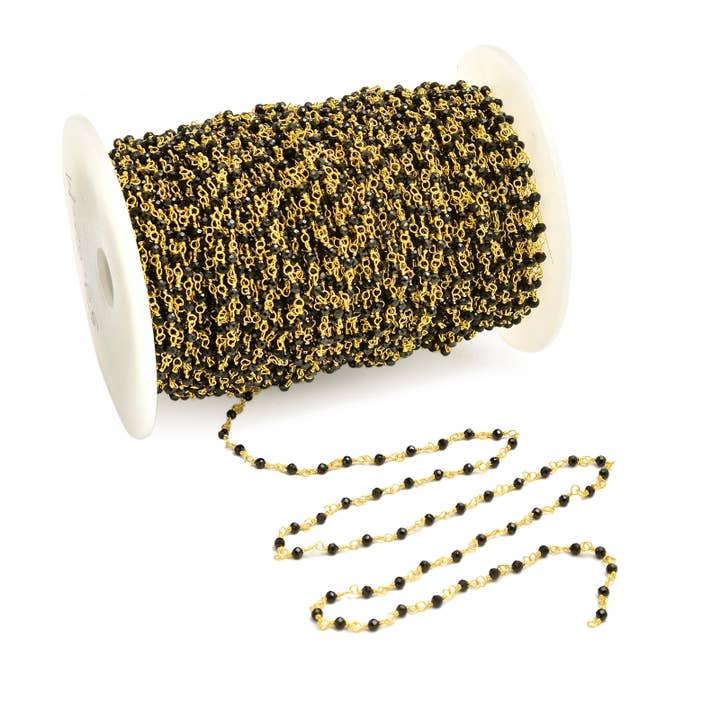 Chaîne chapelet - 1 mt Onix - argent plaqué or pour la vente par Buganto