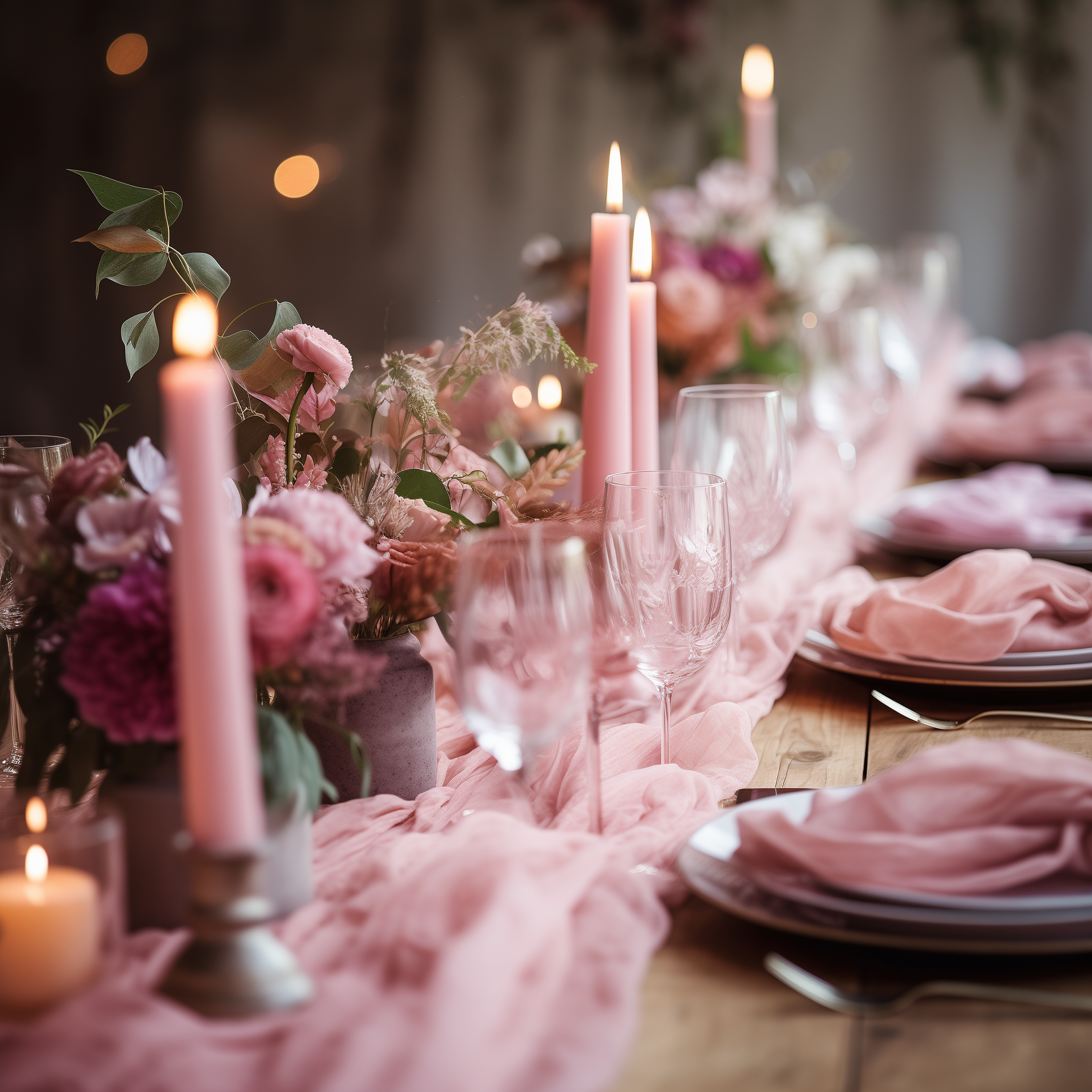 AVAGANTE Design – wholesale Table runner – Table runner -  crinkled cheesecloth runner - Pink6