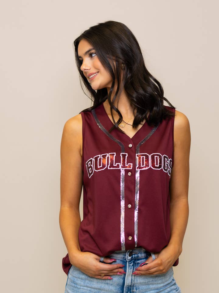 Mississippi State (Licensed) | Sequin Baseball Tank for wholesale by BOMB DESIGNS