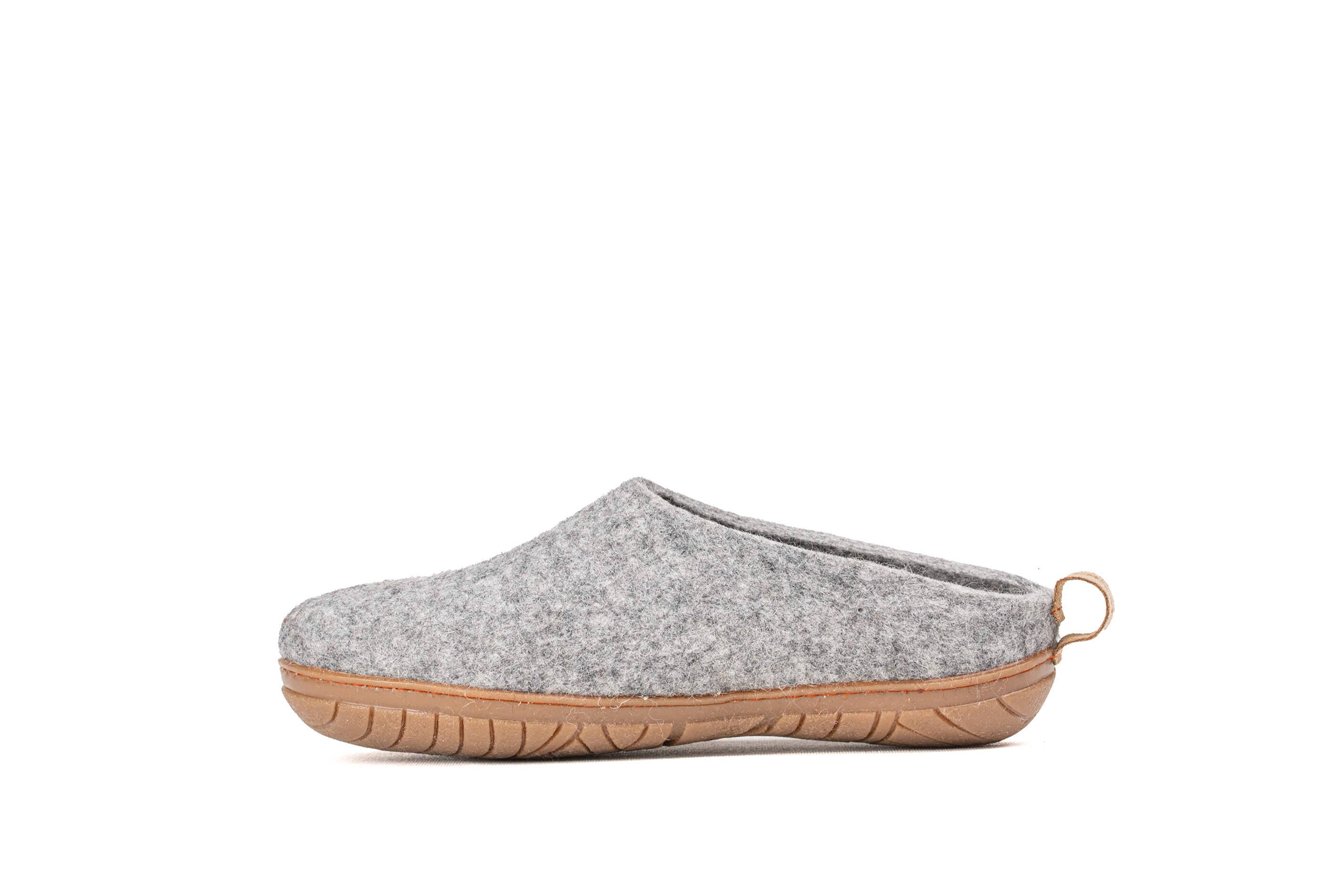 Woollyes Inc - Wholesale Slippers - Unisex - Outdoor Open Heel Slippers With Rubber Sole - Natural Grey3