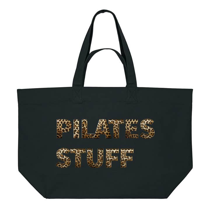 MY BAGS OF STUFF – wholesale Tote bag – Women's – PREMIUM BLACK TOTE BAG WITH LEOPARD PRINT