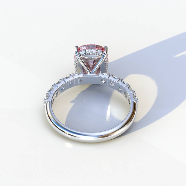 Mohana Jewels - Luxury - Vendita all'ingrosso Anelli di fidanzamento - Anello con diamante da laboratorio taglio ovale rosa da 2 carati con halo nascosto e montatura pavé - Resa3