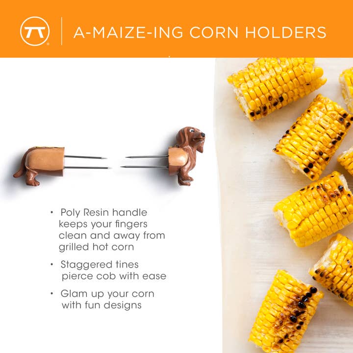 Fox Run Brands – wholesale Corn holders/tools – Outset Set of 8 Daschund Corn Holder, 1” x 2.5” x 1”3
