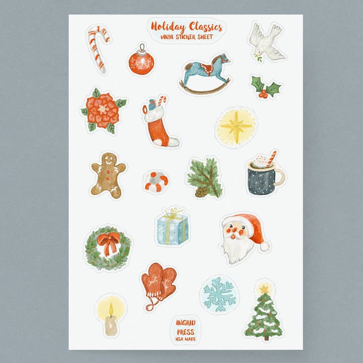 Holiday Classics Sticker Sheet 111-SS for wholesale by Ingrid Press
