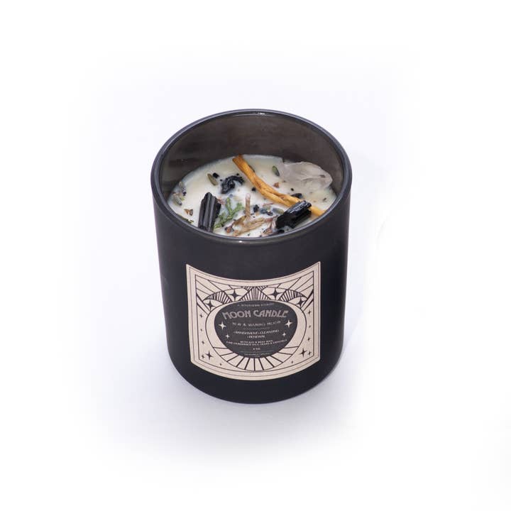 J. Southern Studio - Wholesale Jar/Filled Candle - New Moon & Waning Moon Ritual Candle with crystals and essential oils