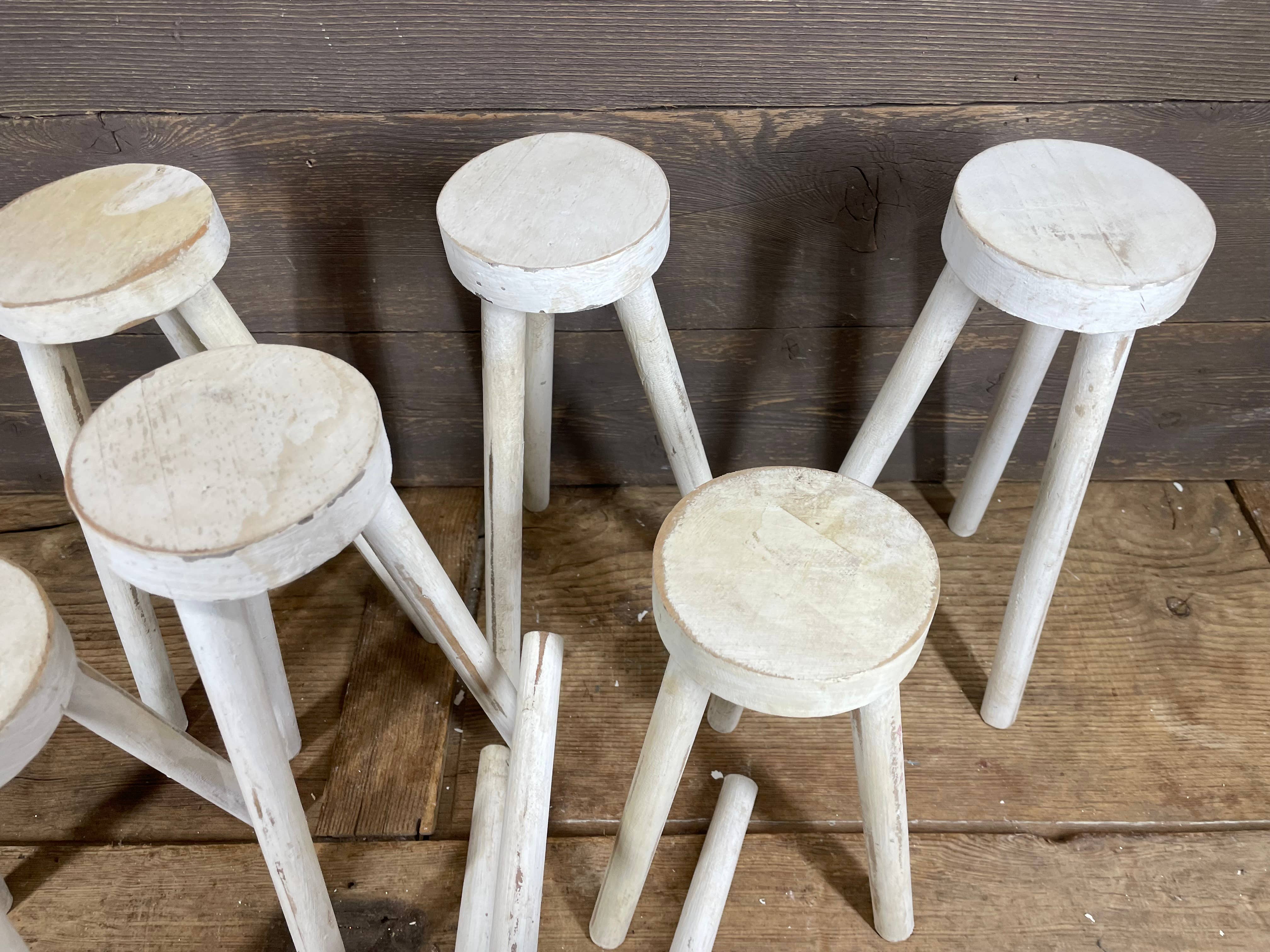 My Amigos Imports – wholesale Stool – CLEARANCE-Farmhouse Stool-Assorted Sizes-3 Legs-White-$6.504