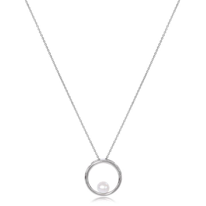 Silver ring pendant with cultured freshwater pearl for wholesale by Pearls of the Orient