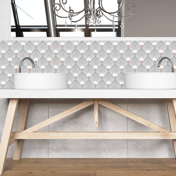 Crédence adhésive vinyle MAJESTIC Beige 200x40cm pour la vente par Le Grand Cirque