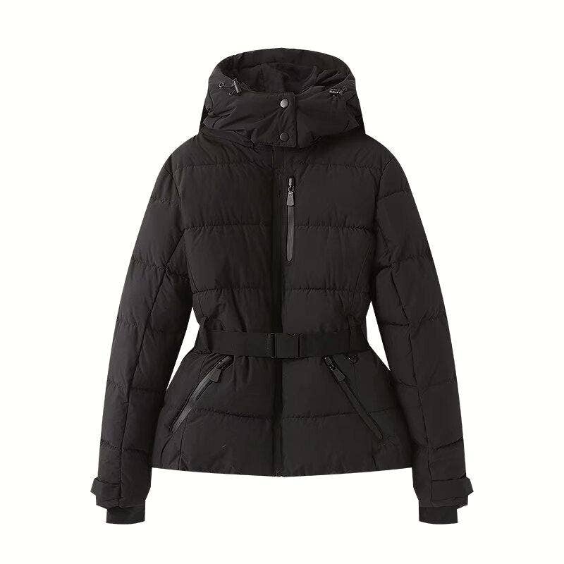Rosa Clothing - Wholesale Coat - Women's - Printed belt hooded ski padded quilted jacket coat7