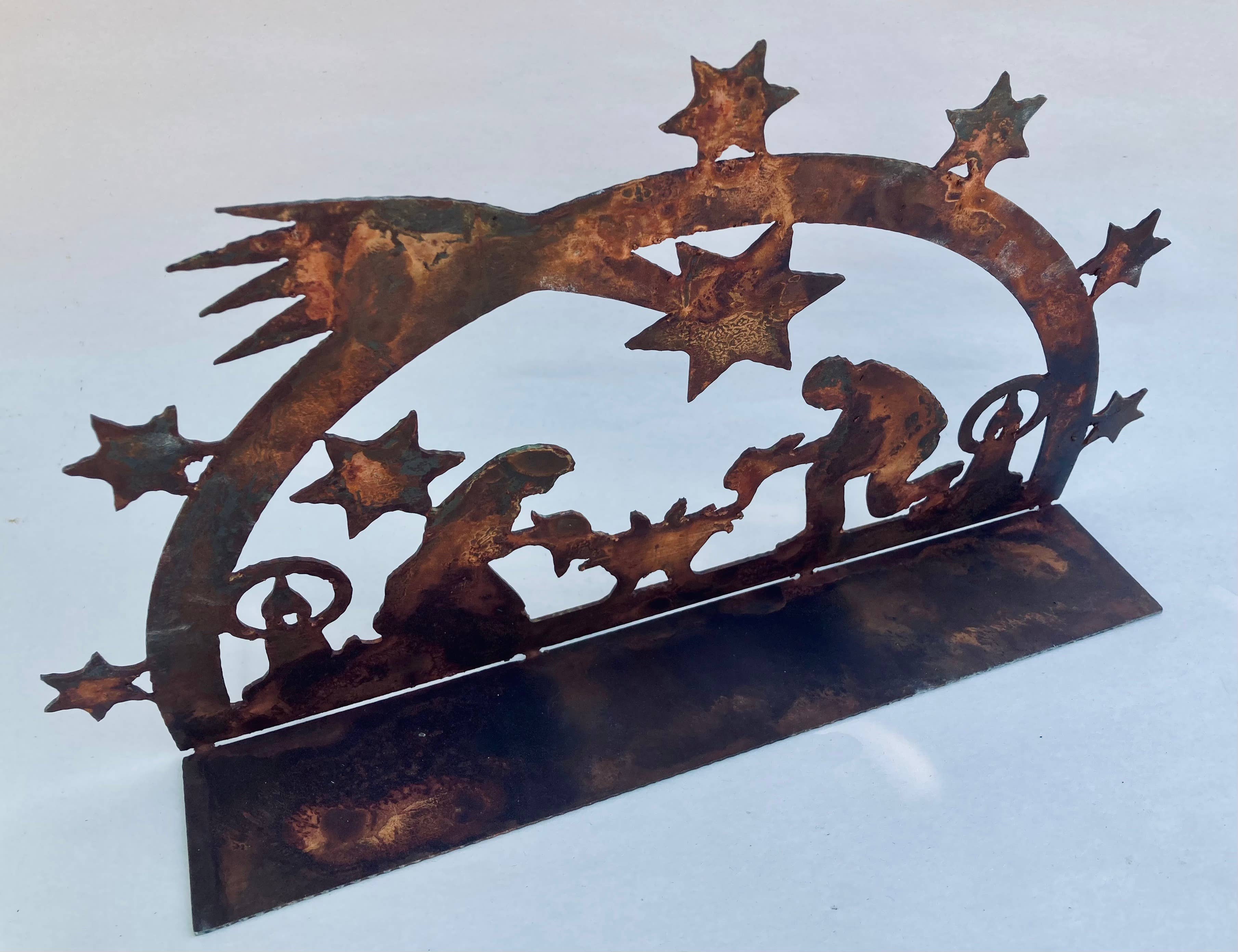 Recherche Furnishings, Inc. - Wholesale Kerststaldecor - RUSTIEKE METALEN KERSTSTAL, VRIJSTAAND, WESTERN1