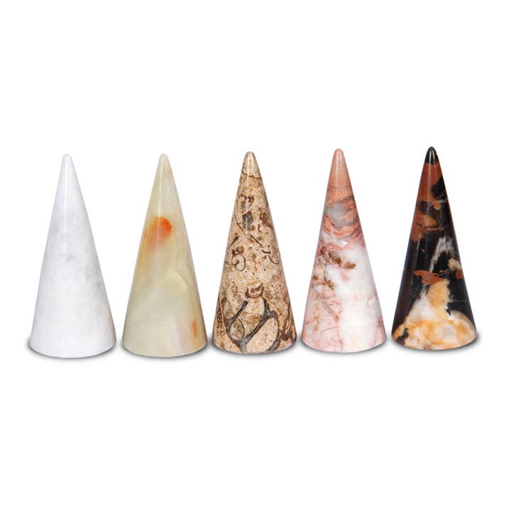 British Fossils - Wholesale Jewelry Stand & Display - 2.75” Marble Cone Ring Holders1