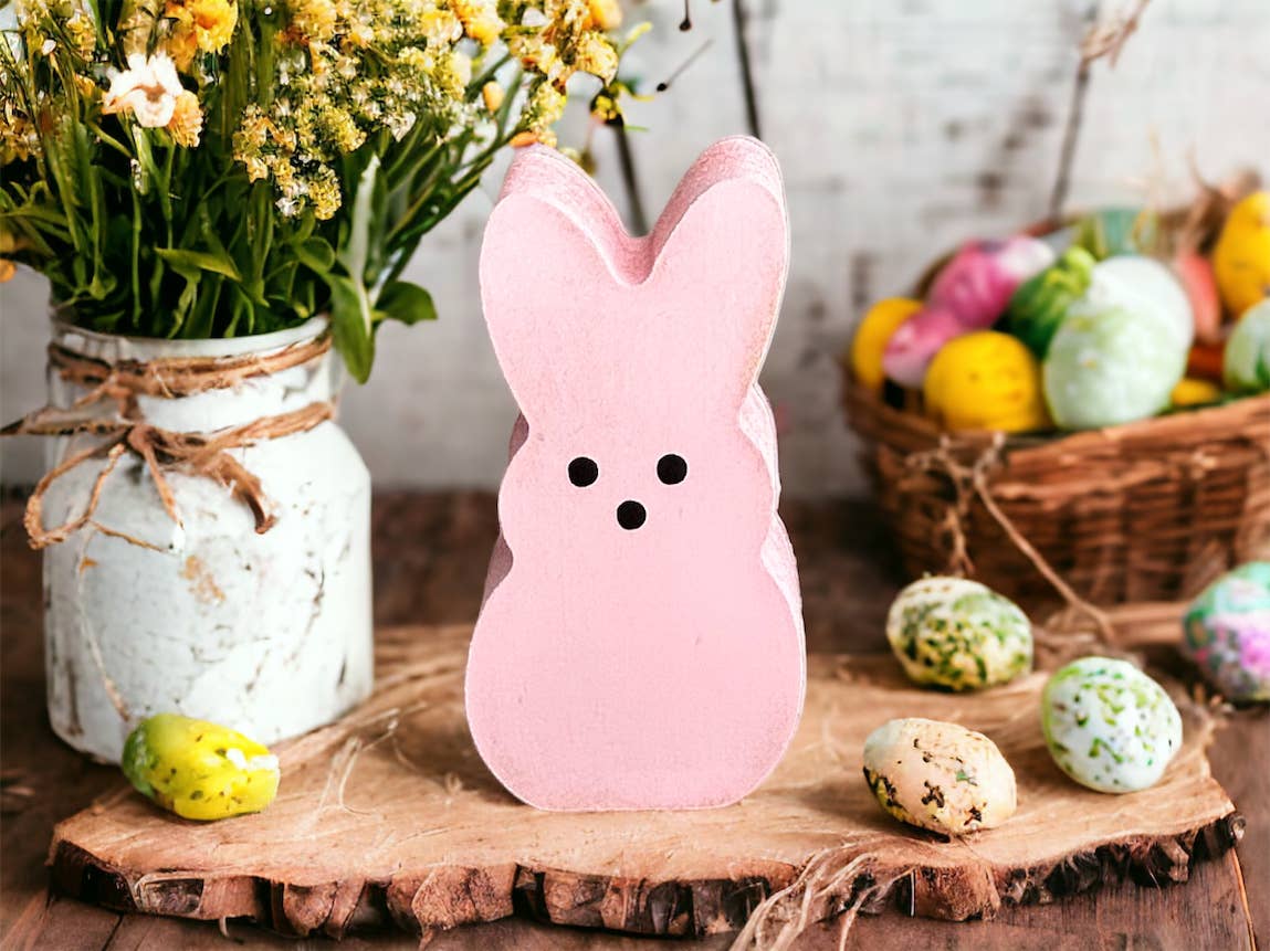 Inkwood Crafters - Wholesale Decorative Tabletop Object - Primitive Rustic Wood Spring/Easter Peeps - SMALL 3.5"4