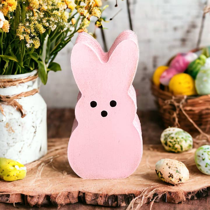Inkwood Crafters - Wholesale Decorative Tabletop Object - Primitive Rustic Wood Spring/Easter Peeps - SMALL 3.5"4
