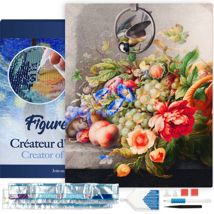 Pintura Diamante - Flores e frutos Henstenburgh emoldurados por atacado de Figured'Art