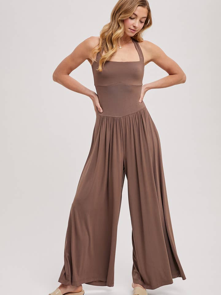 Bluivy – wholesale Jumpsuit – Women's – HALTER TIE-BACK CLOSURE SQUARE NECK WIDE LEG JUMPSUIT12