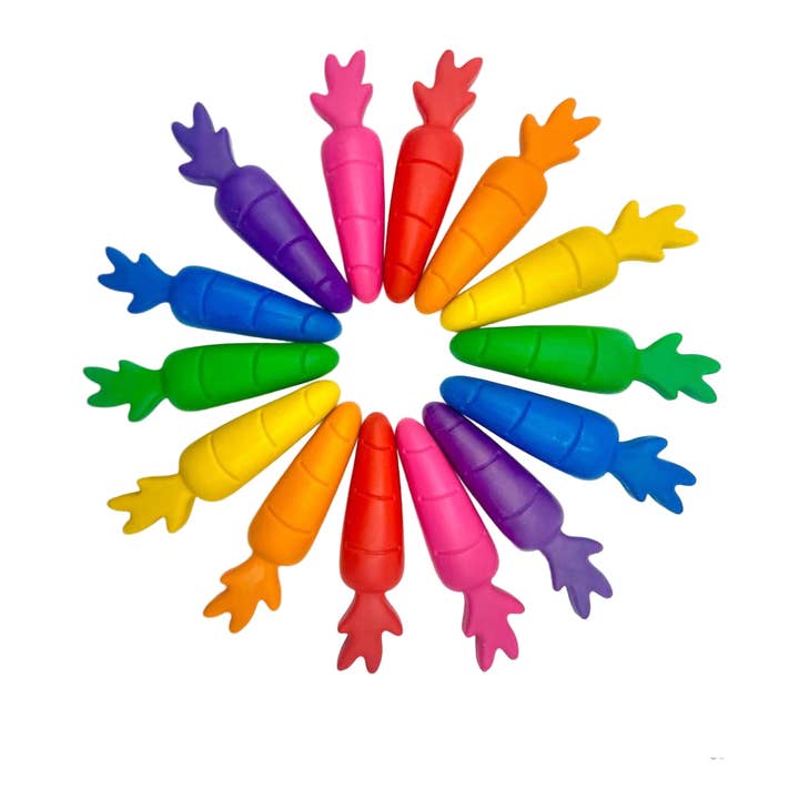 Carrot Shaped Crayons, Kids Art Supplies for wholesale by Wonder Hue Crayon Co.