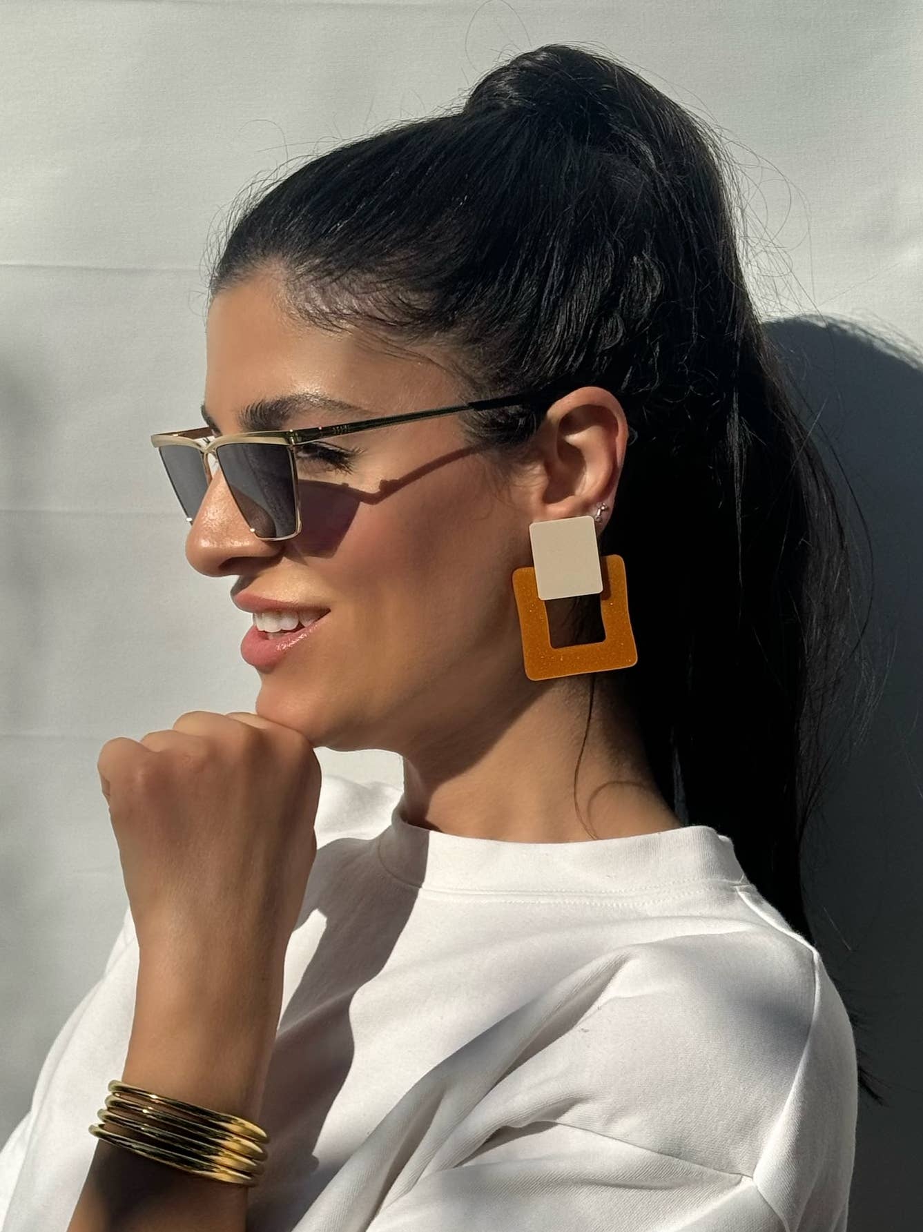 Christina Christi - Wholesale Clip-On Earrings - Colorful Square Earrings, Clip On Earrings Women, Geometric1