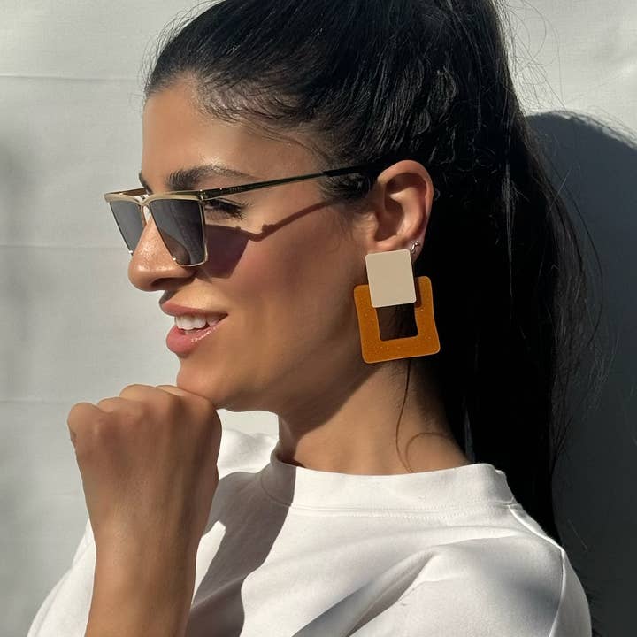 Christina Christi - Wholesale Clip-on earrings - Colorful Square Earrings, Clip On Earrings Women, Geometric1