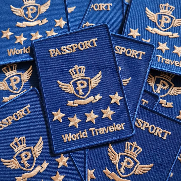 Patch Party Club – wholesale Patch – "World Traveler Passport" 1-pc, Iron-on Patch, 4"x2"3