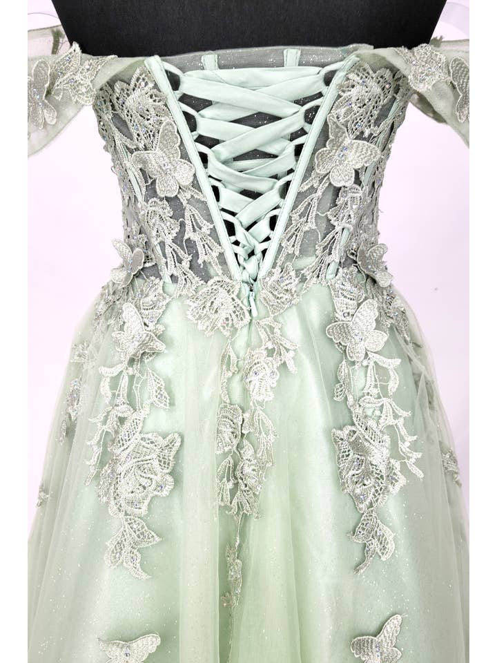 Chicas - Wholesale Dress – Women's - Off the Shoulder Dress With Butterflies C35018