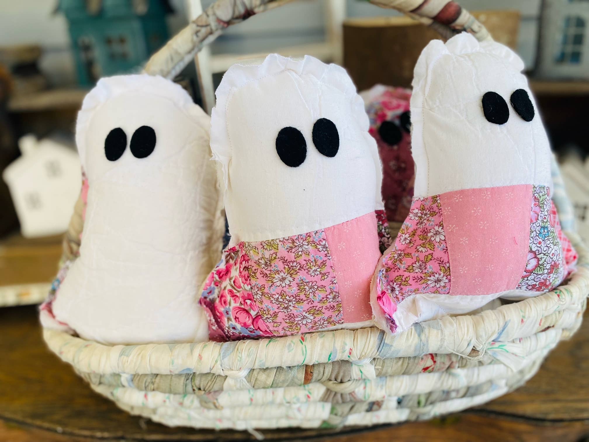 A Gnome on the Roam - Wholesale Decorative Tabletop Object - Handmade Vintage Quilt Ghost Pillow Spooky Halloween Decor9