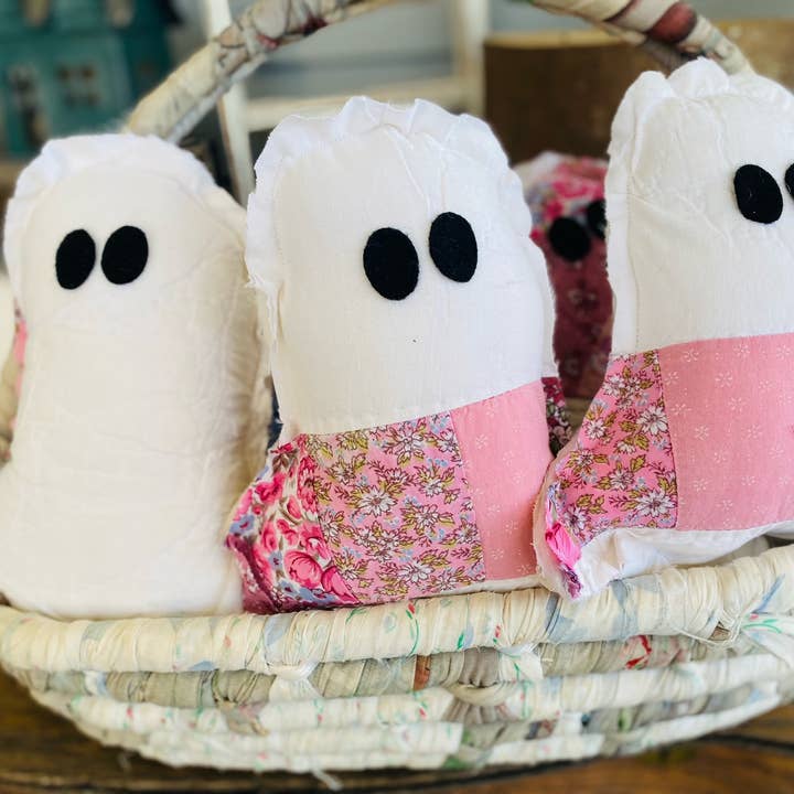 A Gnome on the Roam - Wholesale Decorative Tabletop Object - Handmade Vintage Quilt Ghost Pillow Spooky Halloween Decor9