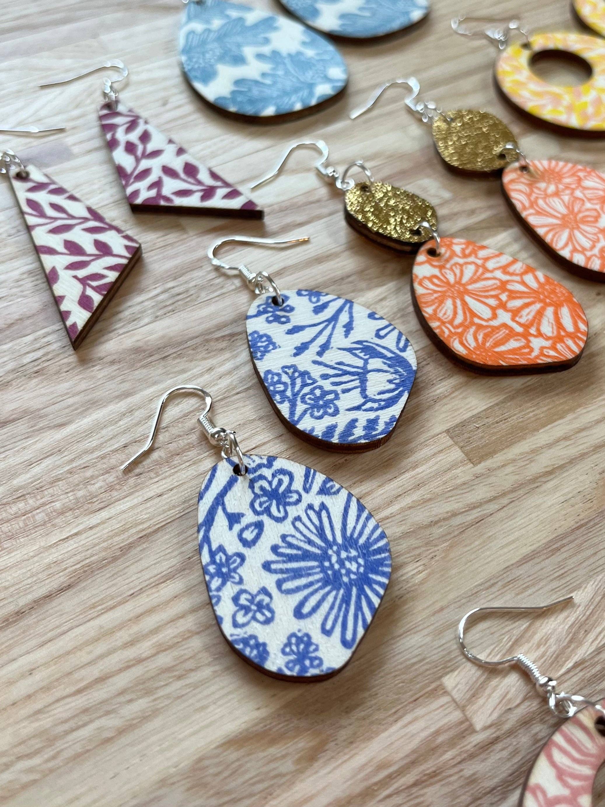 Beth Lewis Art – wholesale Dangle earrings – New Colourful Wooden Earrings24