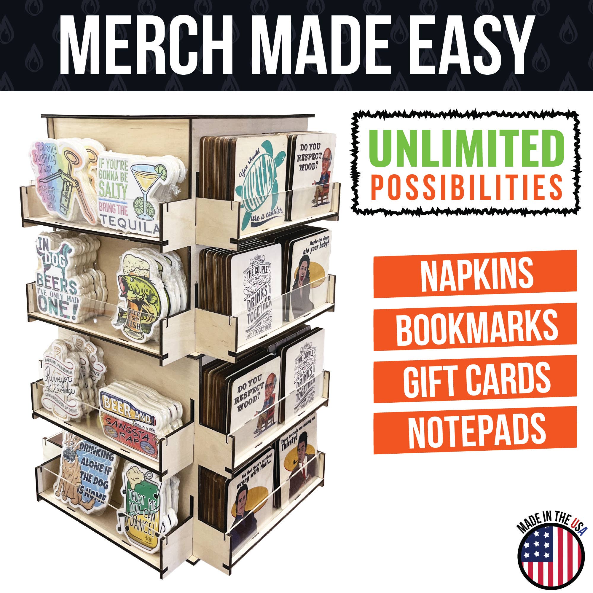 Torched Displays - Wholesale Retailer Display Stand/Case - 4-Sided Rotating Display Stand for Craft Shows, Trade Shows6