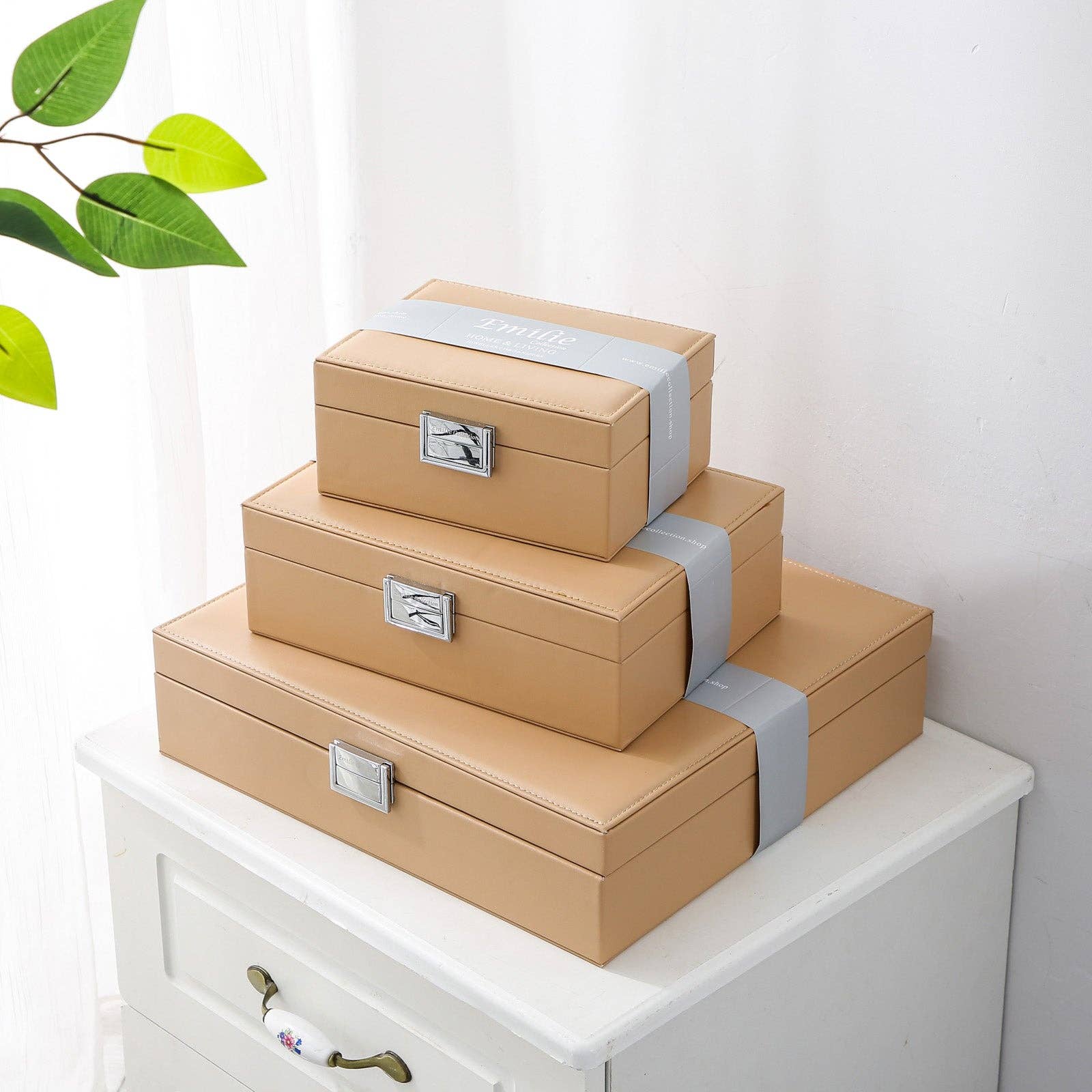 Emilie collection - Wholesale Jewelry Box/Organizer - Watch box beige medium5