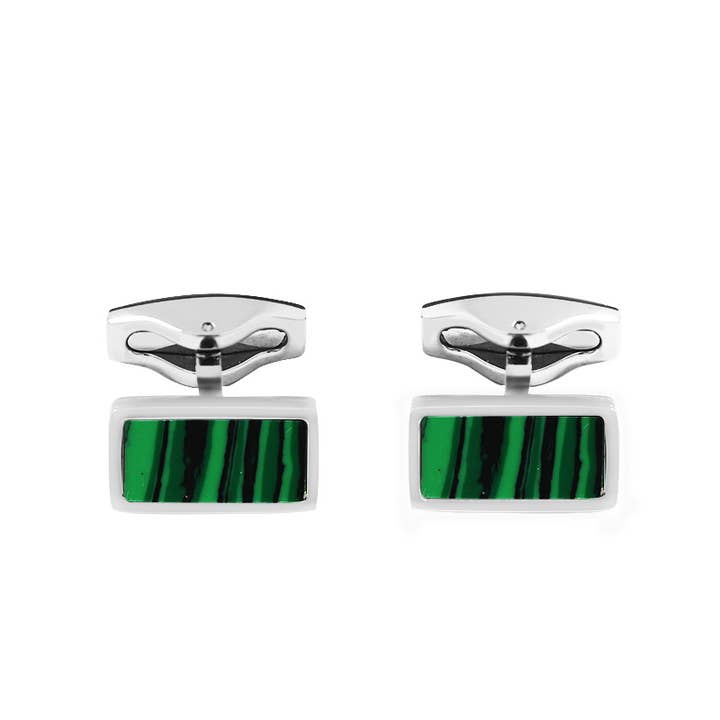 AMORINO SRL - Wholesale Cufflinks - MEN'S RECTANGULAR CUFFLINKS WITH STONE - RD241112B58X3