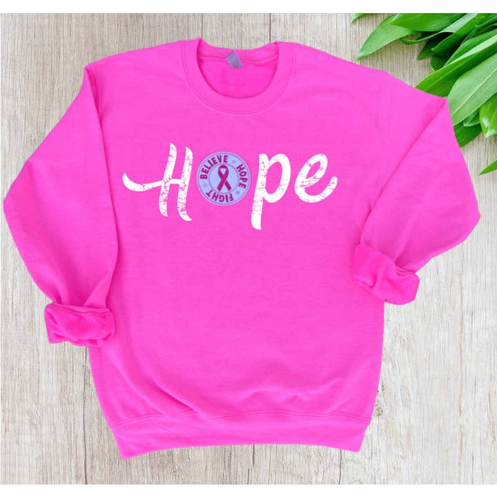 Hybrid Patch/Print Breast Cancer Awareness Hope Sweatshirt for wholesale by Rogue Society Apparel®️