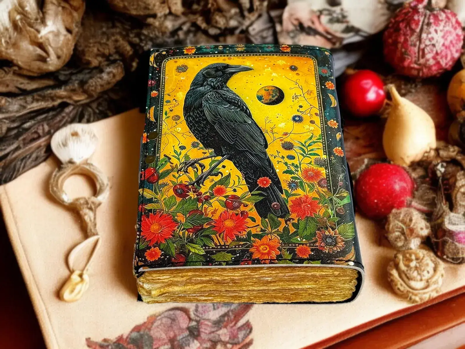 MNM HANDICRAFTS – wholesale Journal/diary – Raven Leather Grimoire | Handmade Spell Book of Shadows1