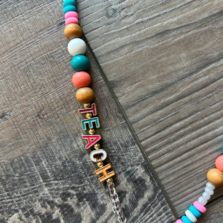 JILLIAN INK LLC - Wholesale Lanyard - Women's - Teach Colorful Beaded Lanyard with Breakaway Clasp2