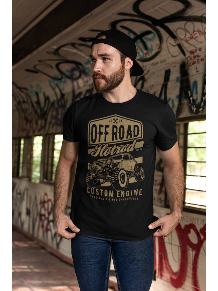 Black ULTRABASIC Men's Vintage T-Shirt Offroad Hotrod - Custom Engine - Birthday Gift for wholesale on Faire2