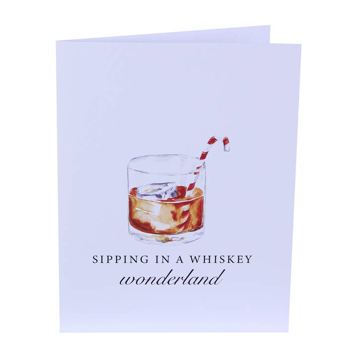 Sipping In A Whiskey Wonderland Christmas Greeting Card for wholesale by Barrel Down South