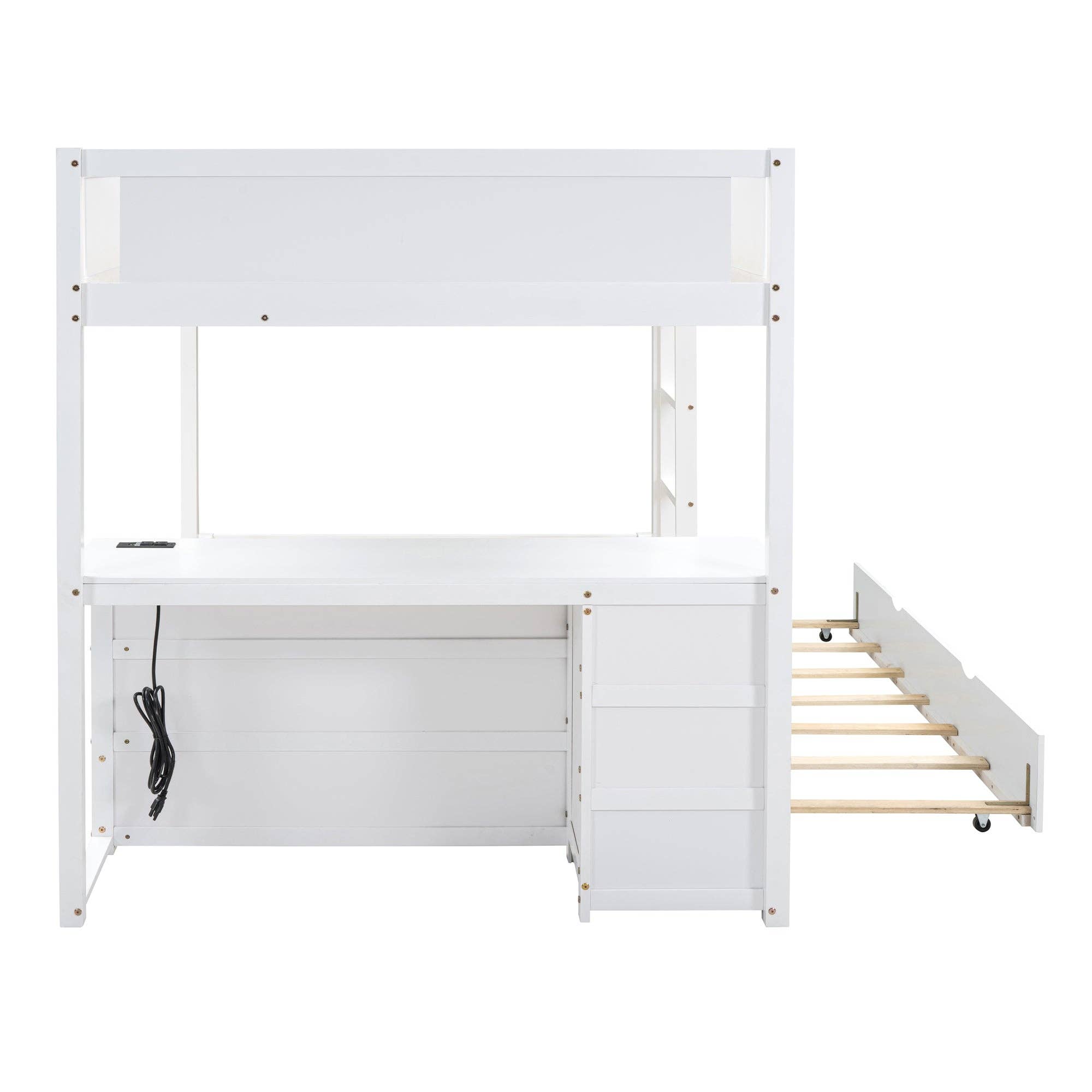 39F Inc. - Wholesale Bed - Full-Over-Full Bunk Bed with Trundle, Storage & Desk – White14