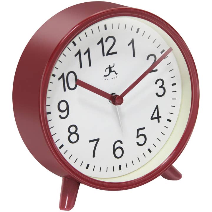 Infinity Instruments - Wholesale Desk Clock - Table Clock Round Red with Alarm Function 5.75 Inch2