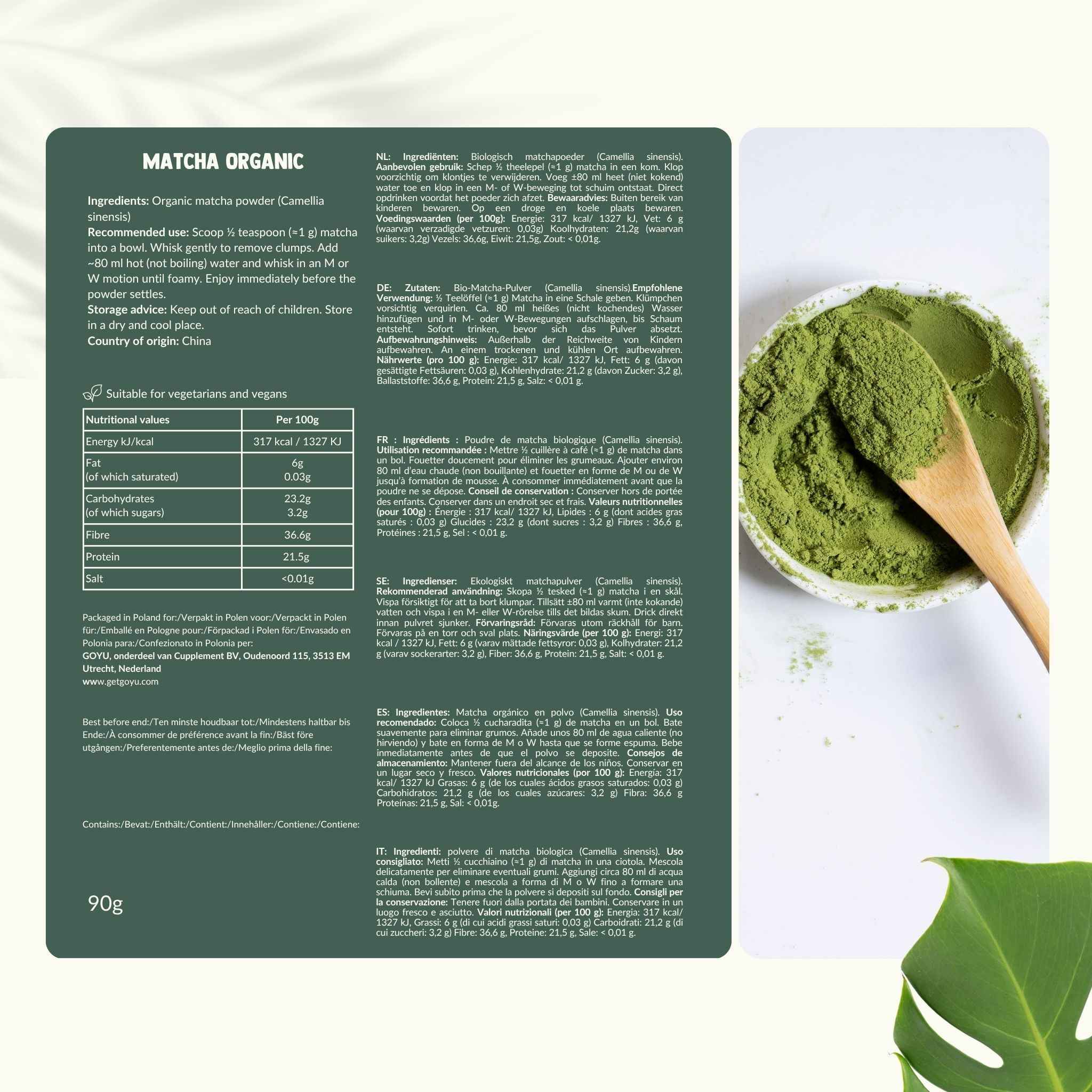 Cupplement b.v. - Wholesale Health/Detox Tea - Matcha Tea Powder Organic 90 Grams6