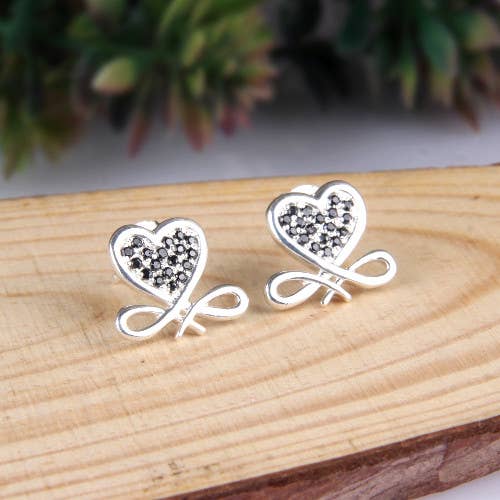 Simple Stone Black Earrings Str.L for wholesale by My Olivia