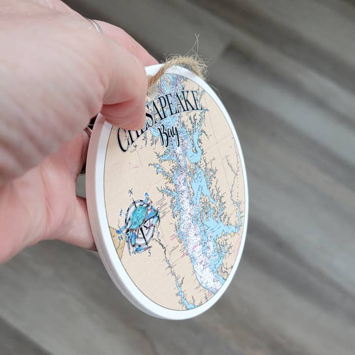 Map Mom - Wholesale Ornament - Chesapeake Bay- Circle Shaped Wood Map Ornament2