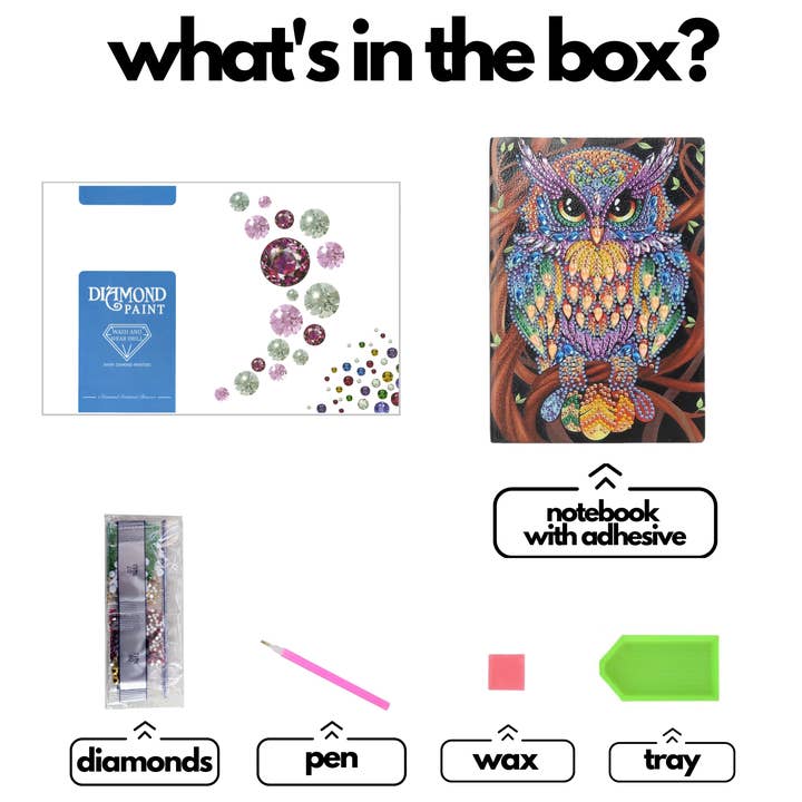Diamond Brands - Wholesale DIY Craft Kit - Colourful Owl DIY Diamond Painting Notebook1