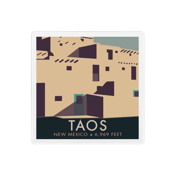 M&W Design Co - Travel Posters - Wholesale Coasters - Taos, New Mexico - 4" x 4" Coaster
