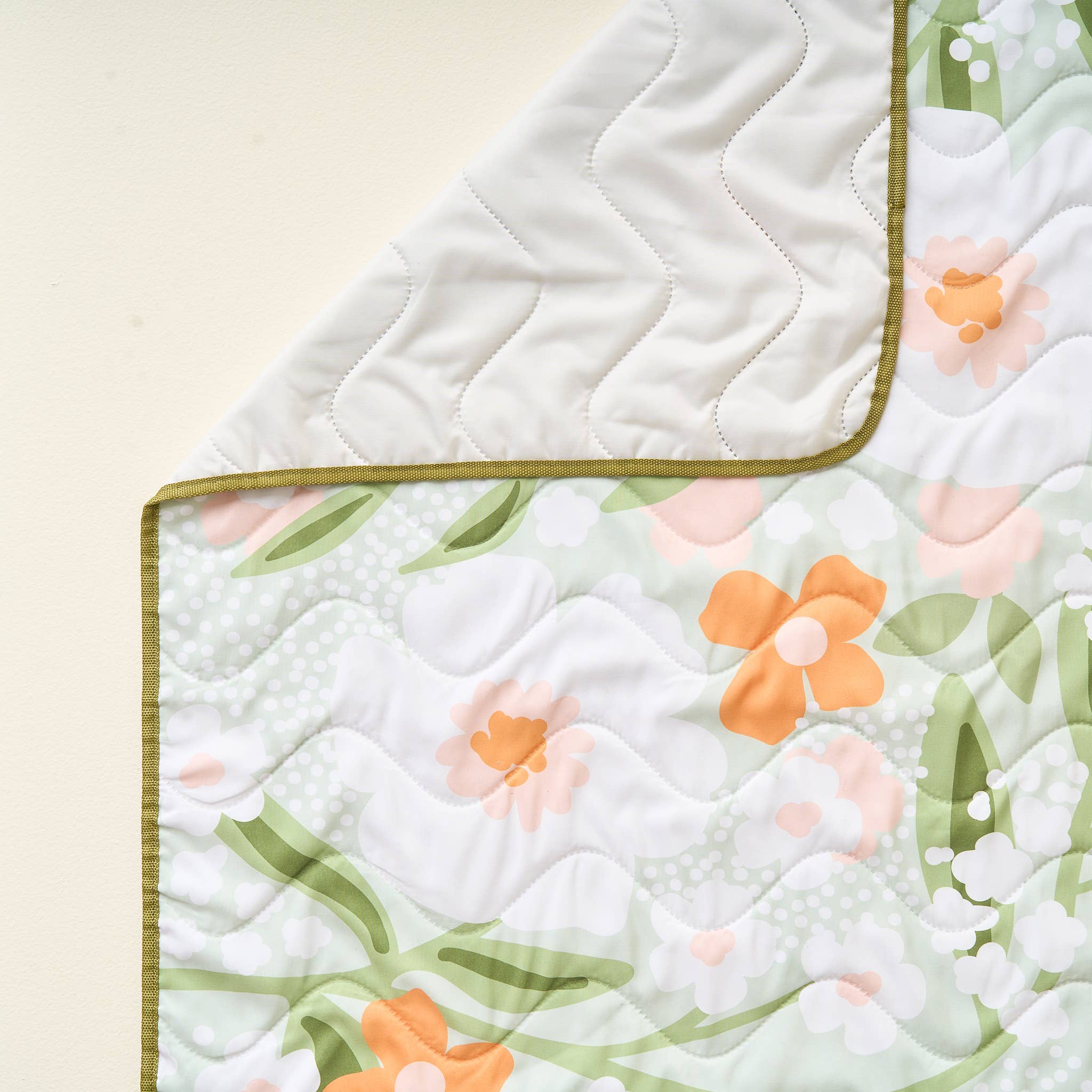 The Darling Effect - Wholesale Picnic Blanket - On-the-Go Quilted Blanket-Floral Haven Sage1