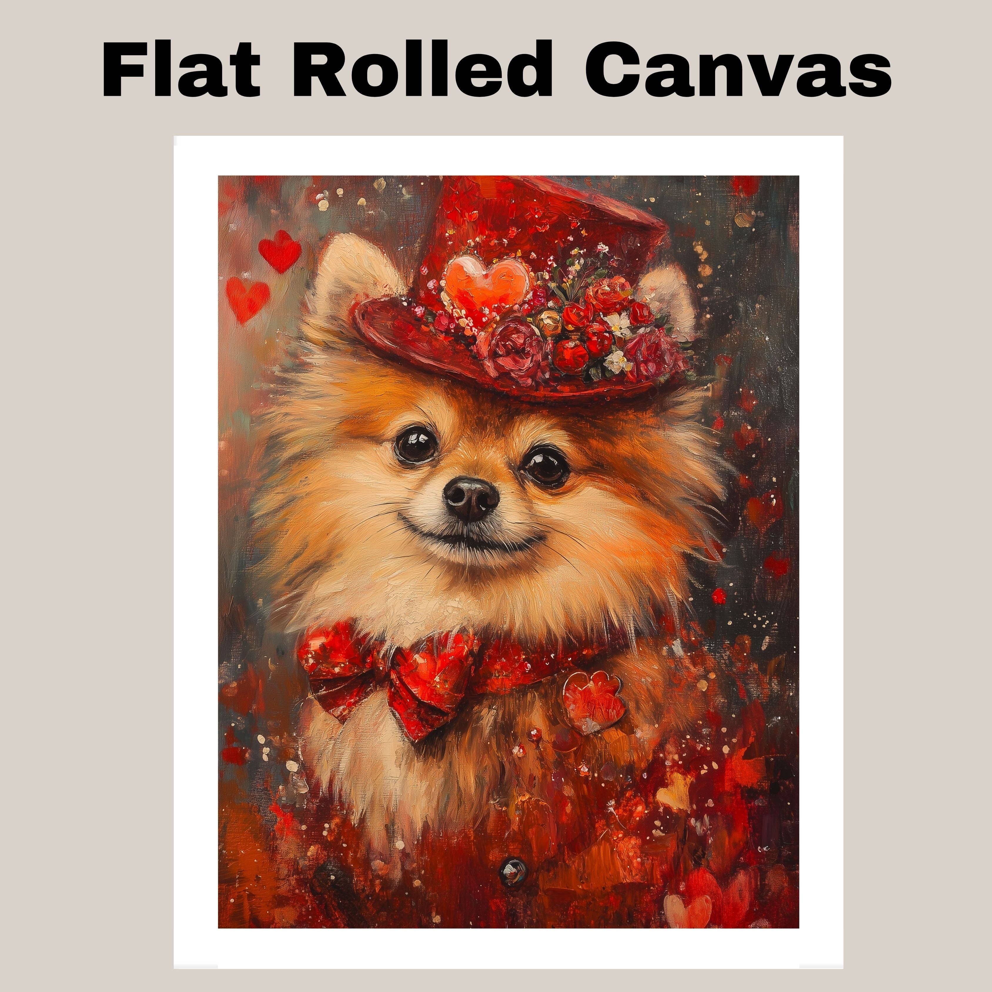 Art Paradise Studios - Vendita all'ingrosso Stampa artistica - Chihuahua in un ricco abito rosso con cappello su tela arrotolata piatta1