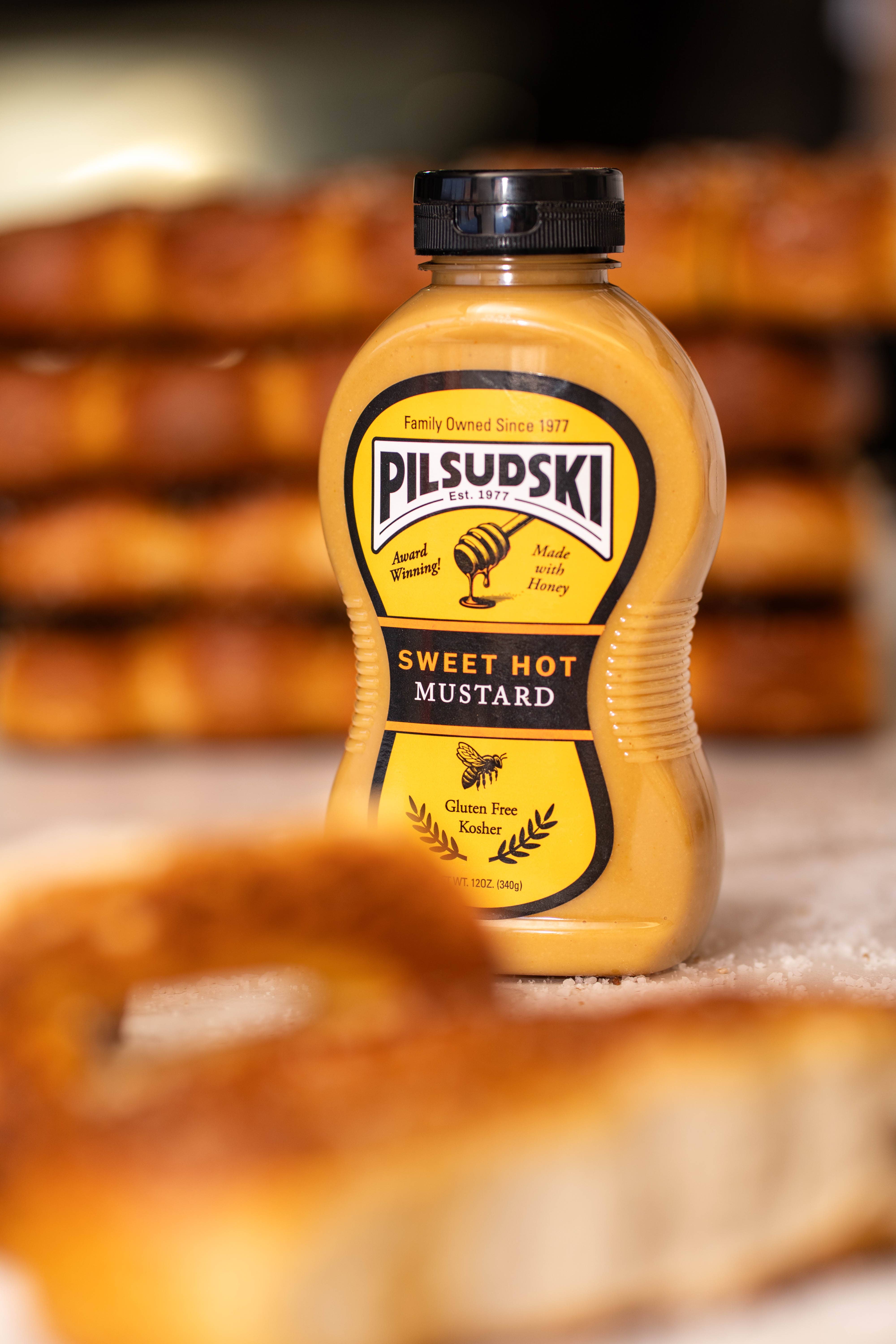 Pilsudski Mustard Co - Venta al por mayor Mostaza - Mostaza dulce picante con miel 12 frascos de 340 g en botella exprimible2